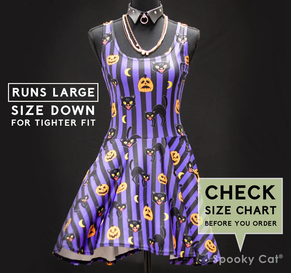 Vintage Black Cat Halloween Skater Dress