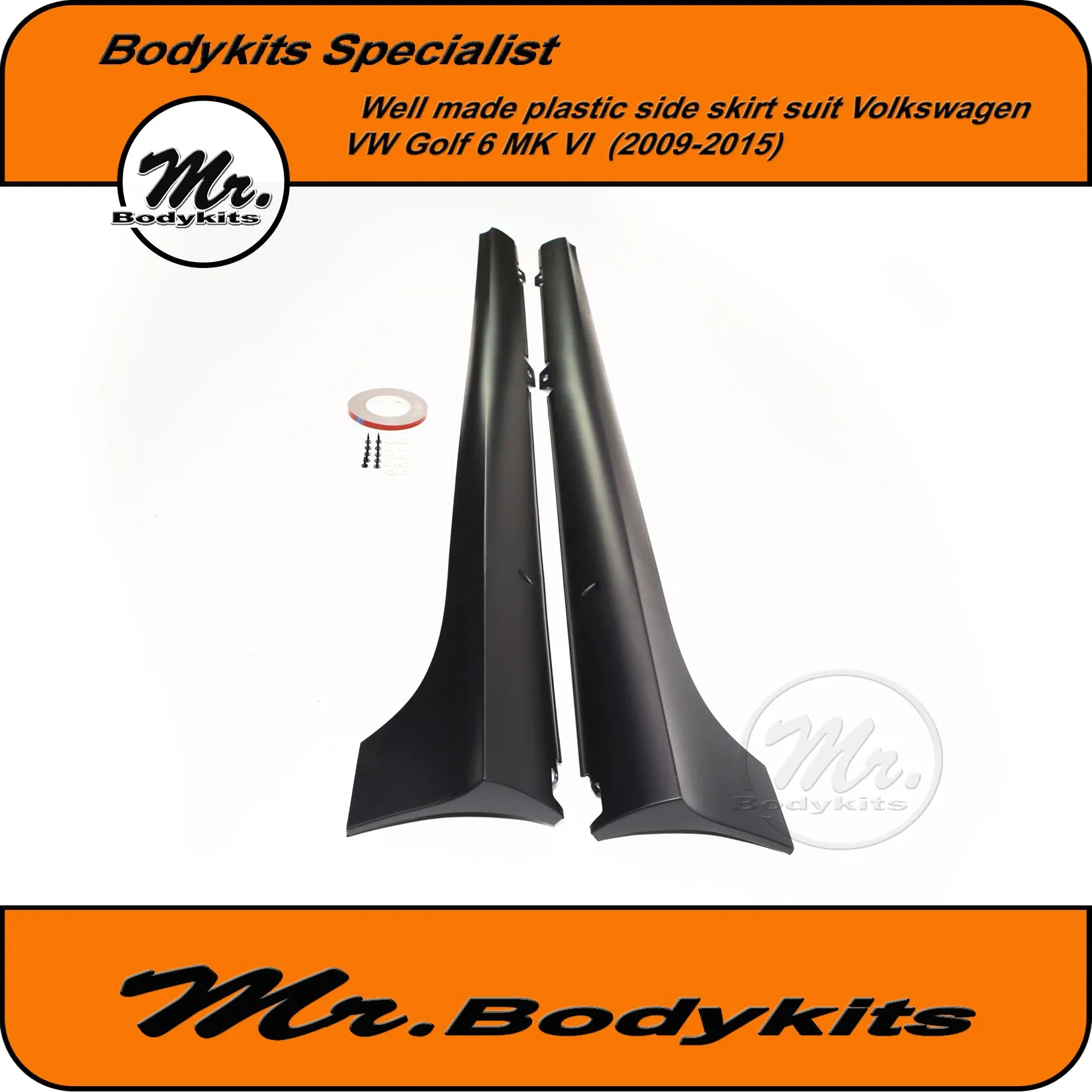 VW Golf MK 6 Plastic Side Skirts For Volkswagen Golf MK VI 2009-2015 by Mr Bodykits