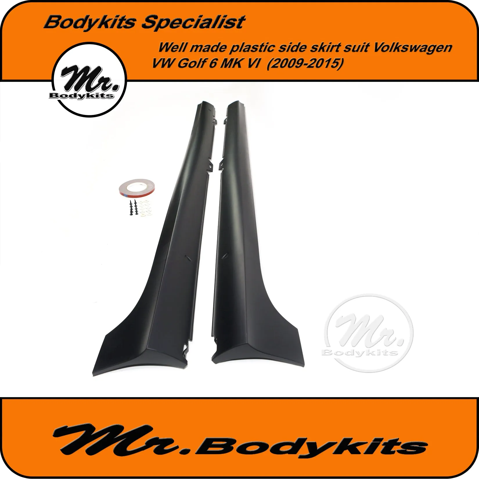 VW Golf MK 6 Plastic Side Skirts For Volkswagen Golf MK VI 2009-2015 by Mr Bodykits