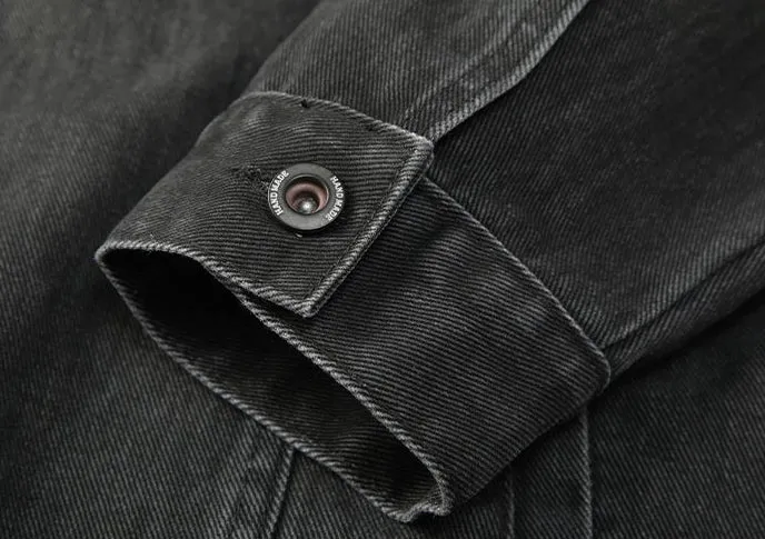 Washed Cotton Button-Up Trucker Jacket for Men