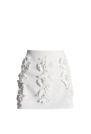 WHITE ANAXANDRA WHITE FLOWER MINI SKIRT