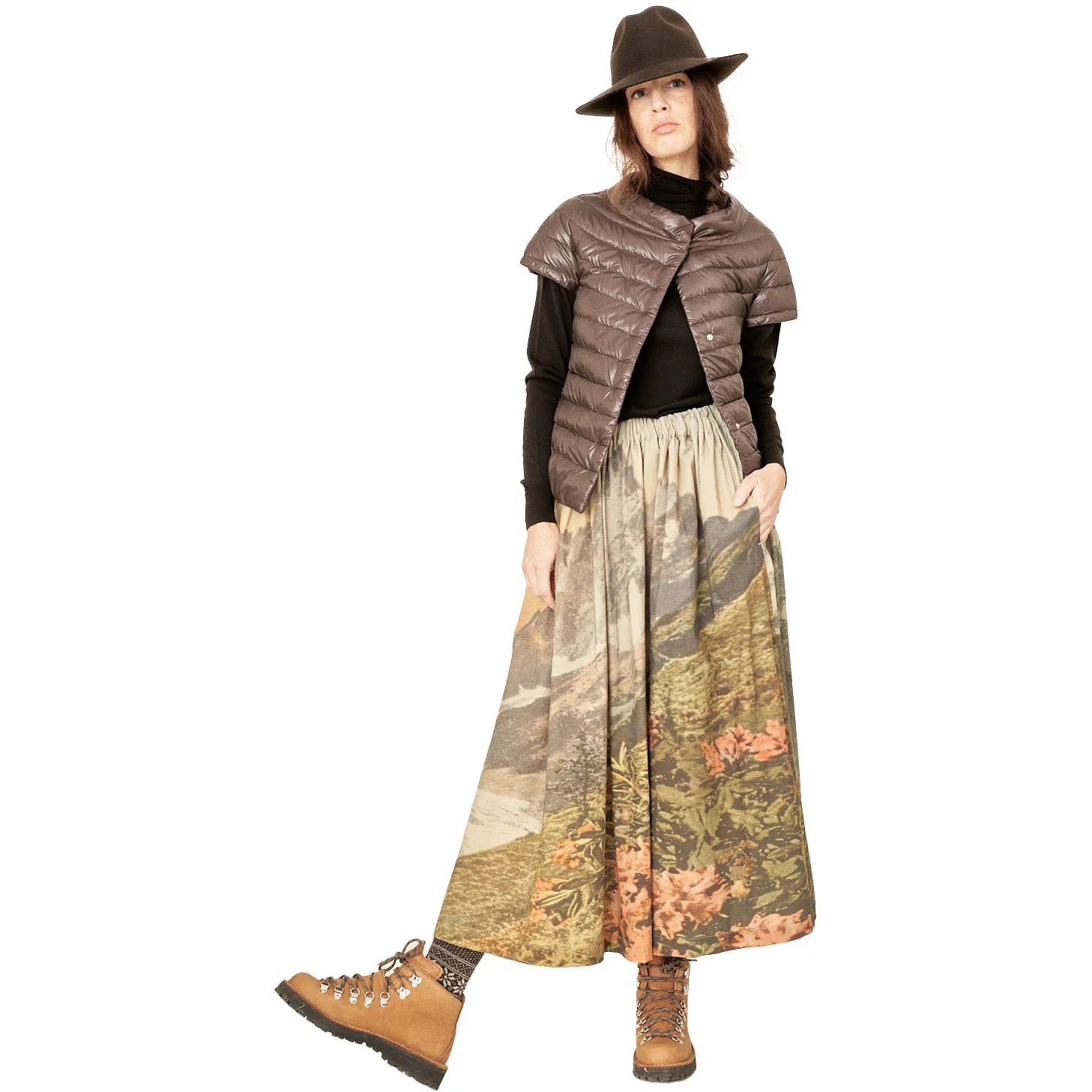 Wide Skirt, Landscape Print