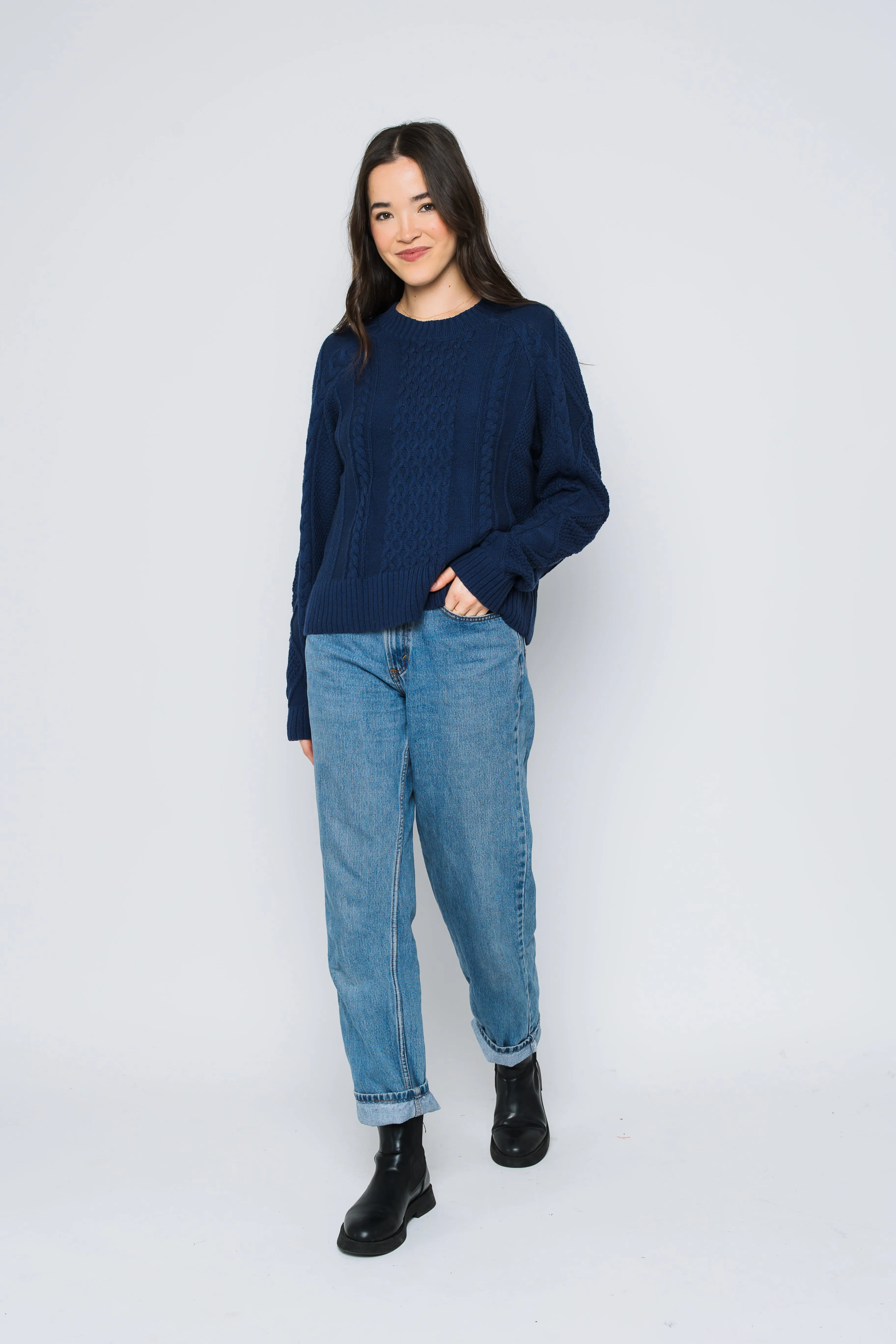 Willa-Cabled Raglan Pullover