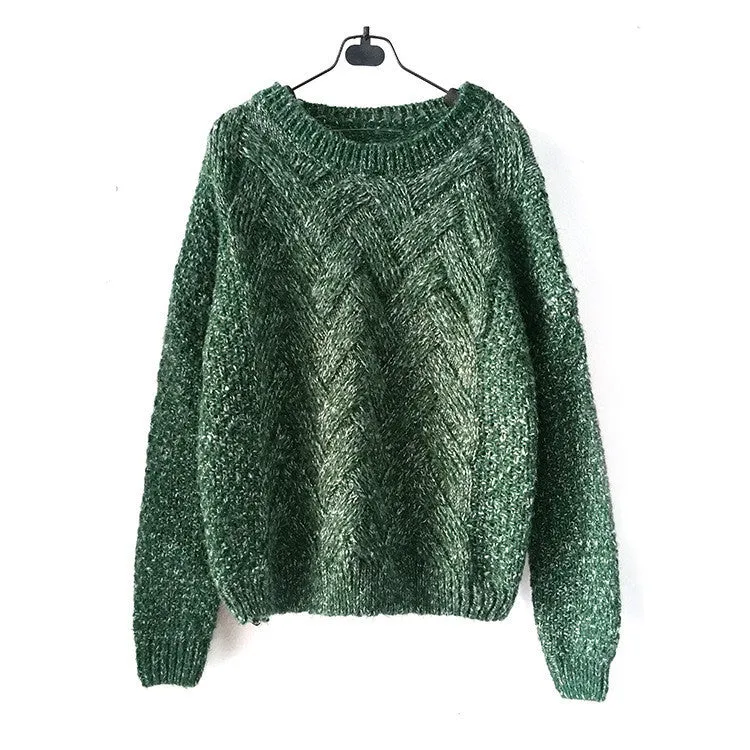 Women Casual Sweater Plaid Female Pullover O-neck Spring and Autumn Computer Knitted