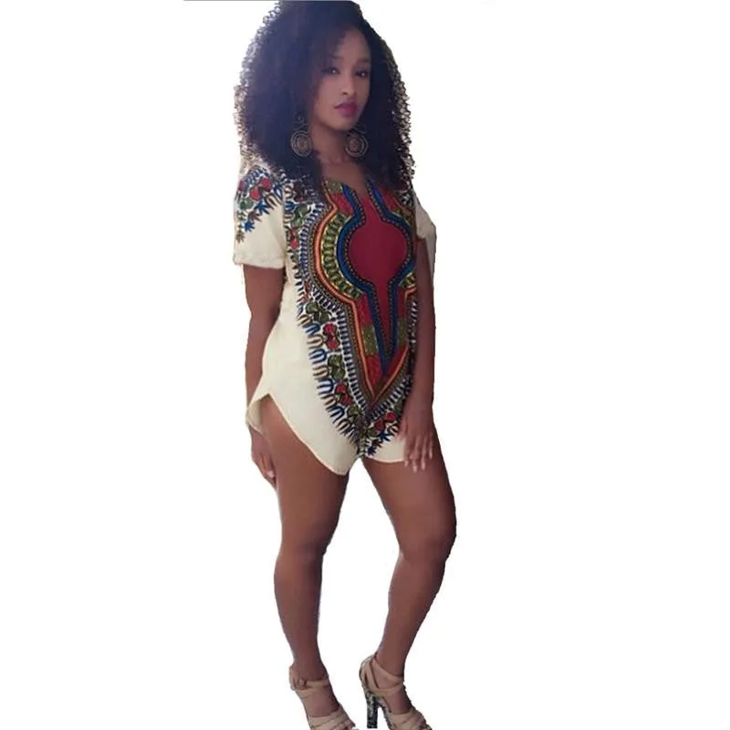 Women Dashiki Dress Long Shirt African Cocktail Clubwear Mini Dresses Summer Casual T Shirt for Women DM#6