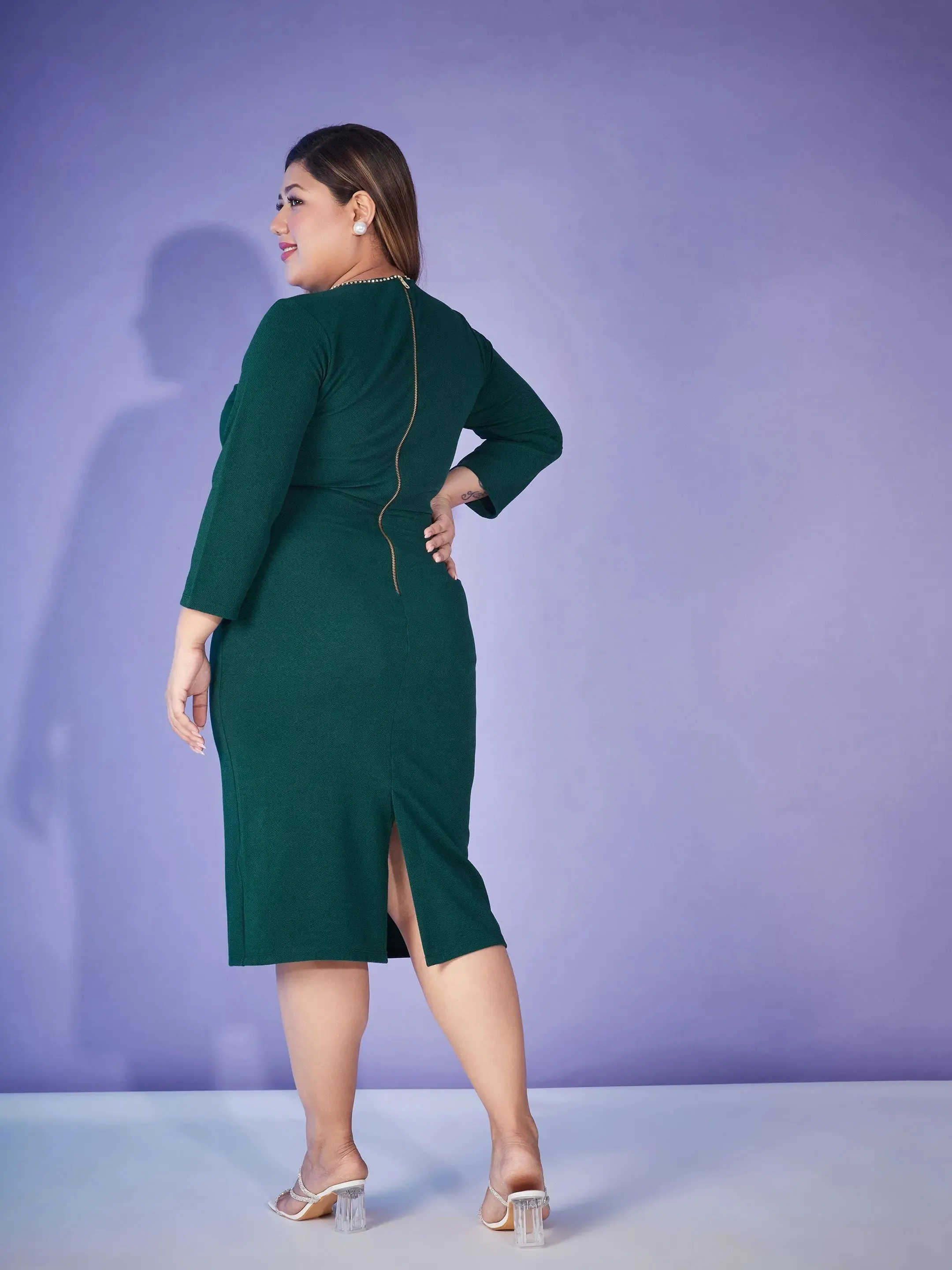 Women Emerald Peplum Bodycon Dress-SFDRSS11441XXL