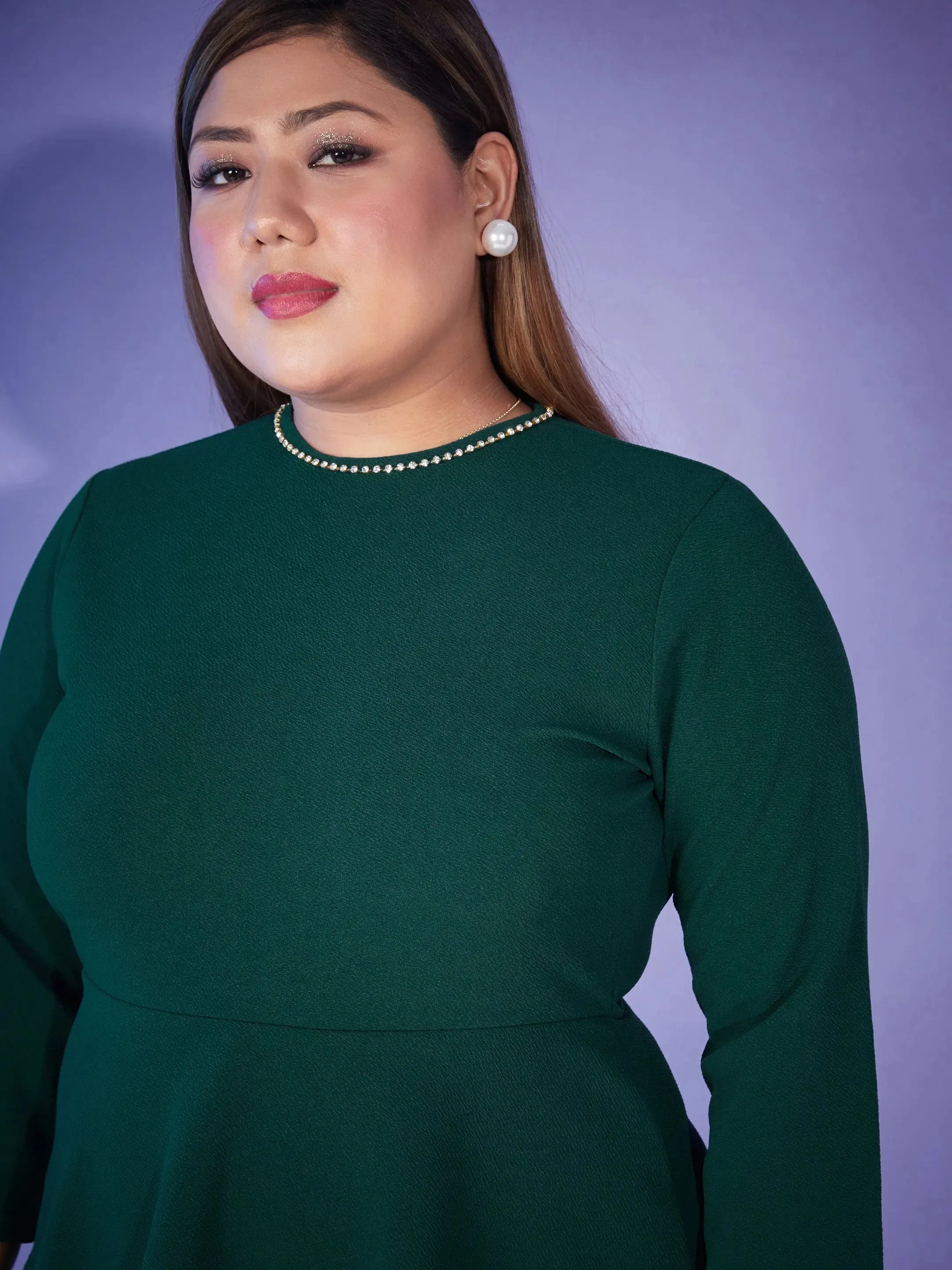Women Emerald Peplum Bodycon Dress-SFDRSS11441XXL