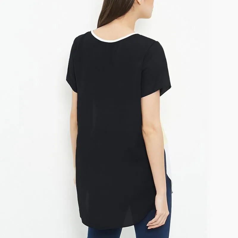 Women Fashion Casual Blouses Short Sleeve Patchwork O-Neck Plus 4XL Feminino