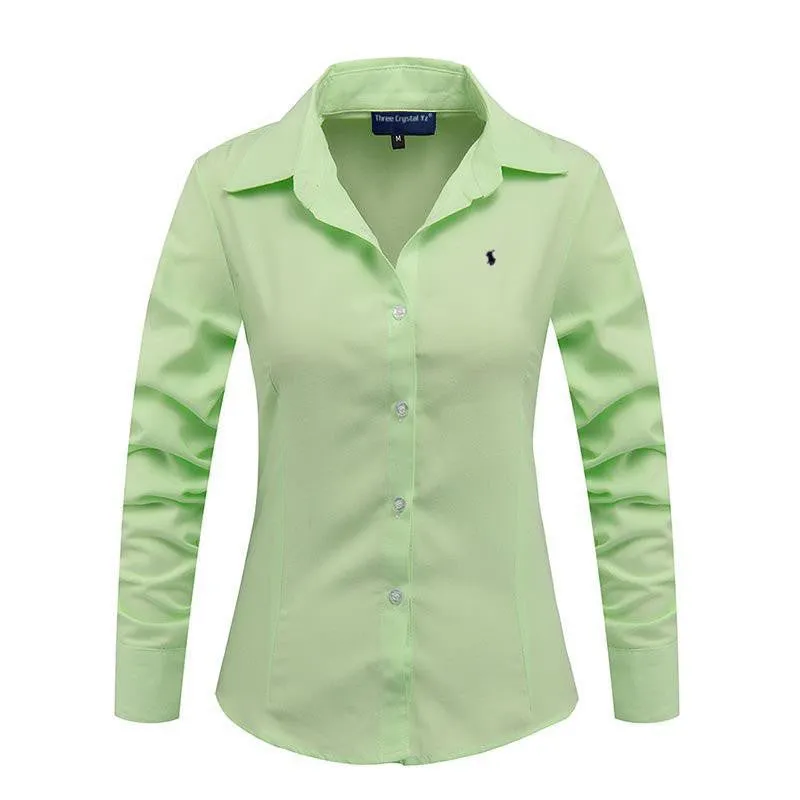 Women Long Sleeve Pure Color Striped Blouses Turn Down Collar Casual High Street Woman Fashion Shirts Feminino
