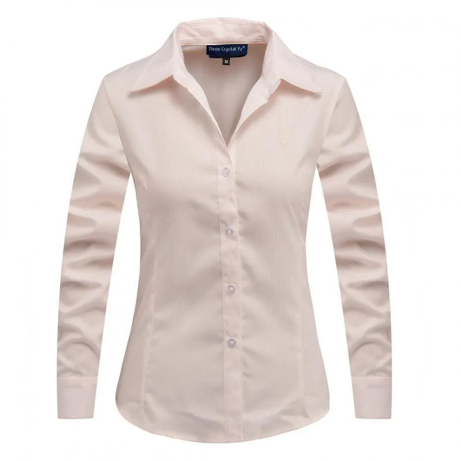 Women Long Sleeve Pure Color Striped Blouses Turn Down Collar Casual High Street Woman Fashion Shirts Feminino