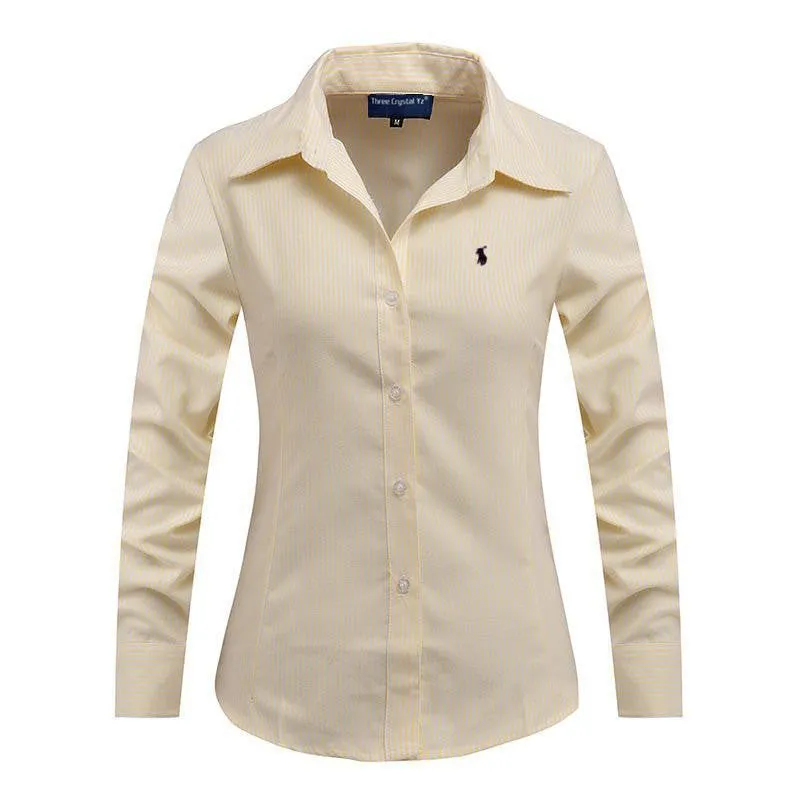Women Long Sleeve Pure Color Striped Blouses Turn Down Collar Casual High Street Woman Fashion Shirts Feminino