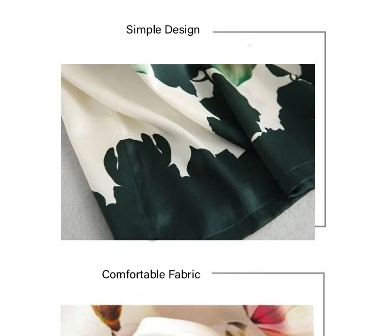 Women Silk Satin Plus Size Floral Blouse