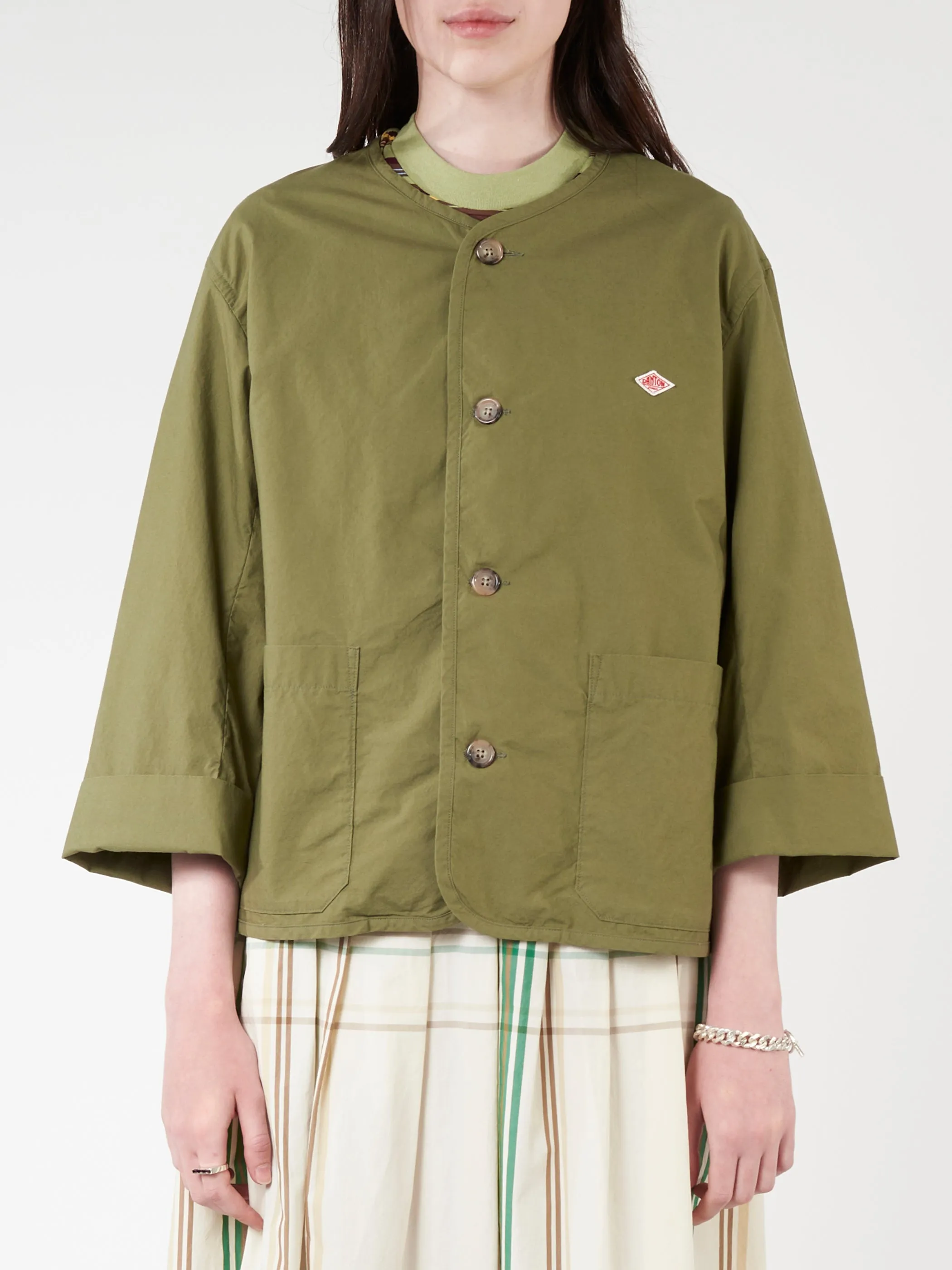 Women's Cotton Weather Collarless Short Jacket