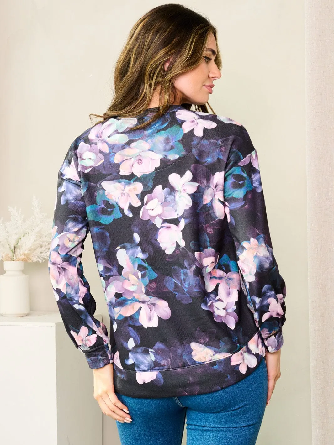 WOMEN'S LONG SLEEVE FLORAL TOP
