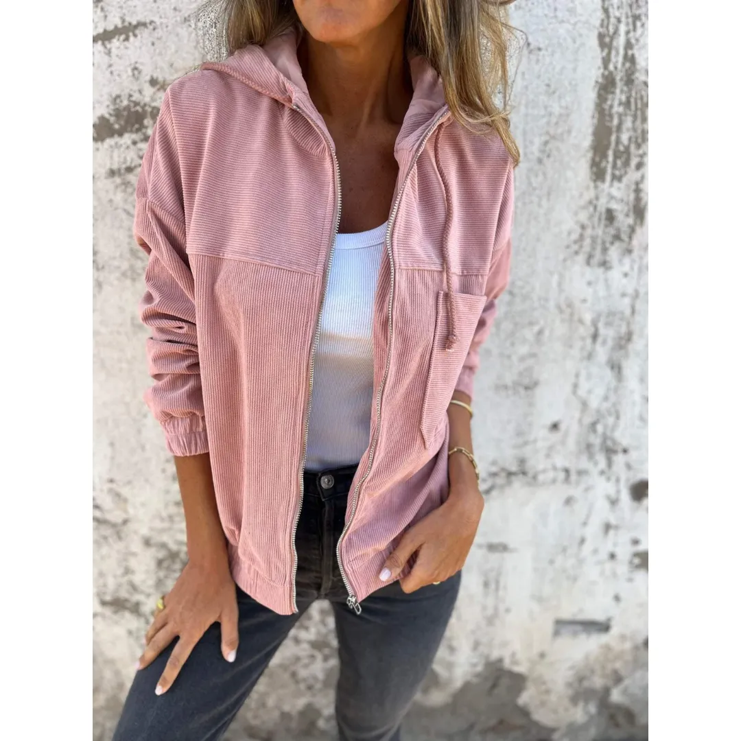 Women's Warm Hooded Corduroy Jacket | Spring