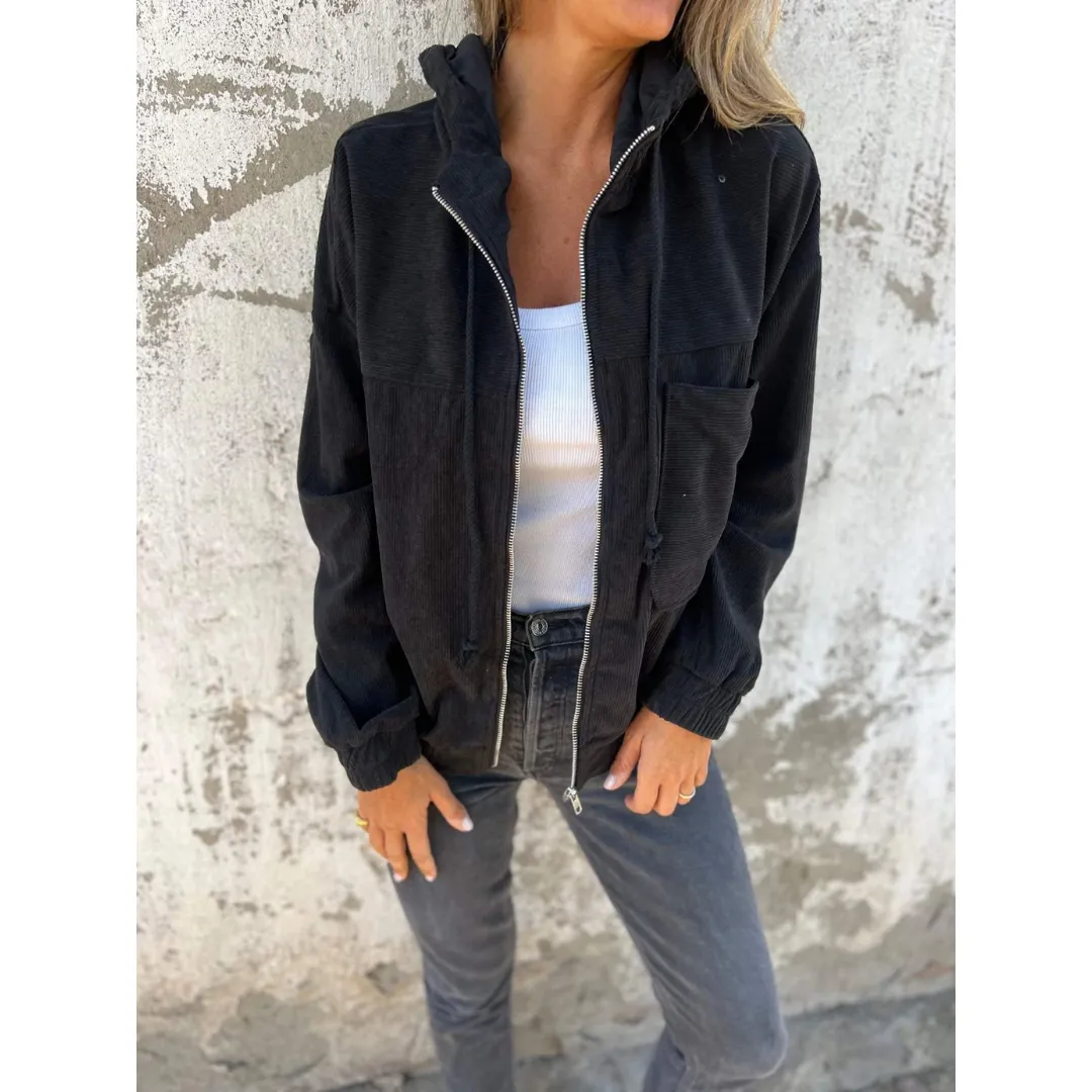 Women's Warm Hooded Corduroy Jacket | Spring