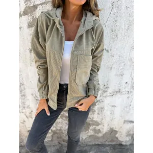 Women's Warm Hooded Corduroy Jacket | Spring