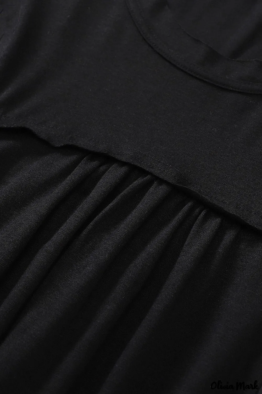 Xieyinshe - Black Babydoll Blouse with Long Sleeves and Solid Color Buttons