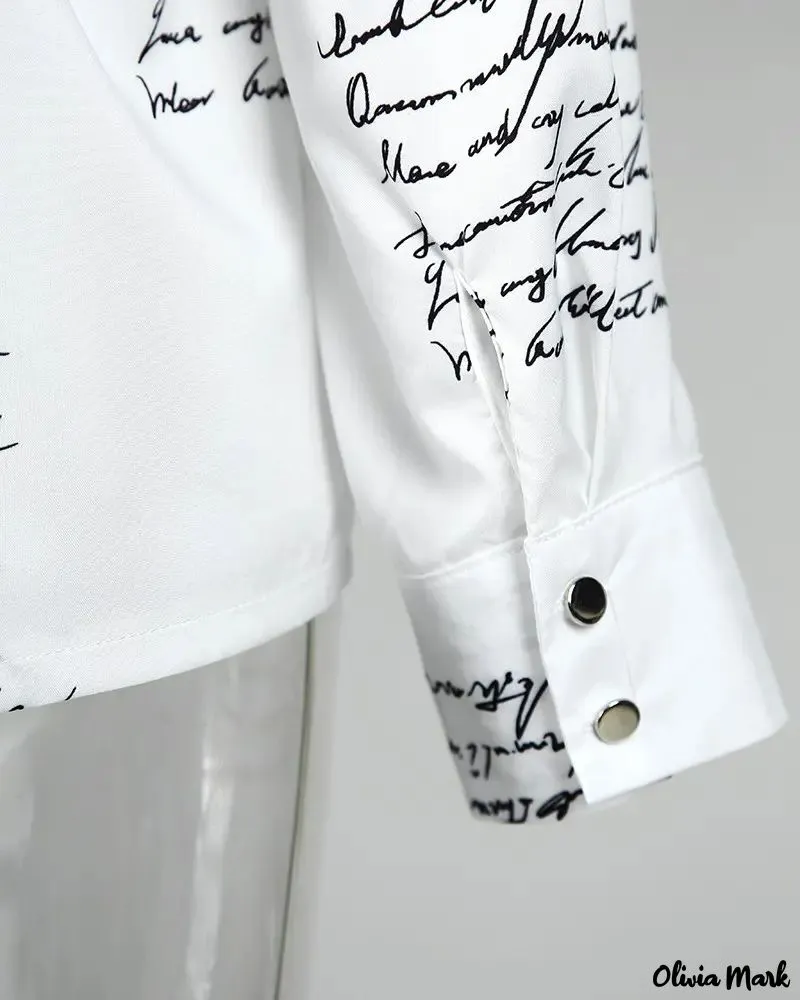 Xieyinshe - Casual Letter Print Long Sleeve Shirt