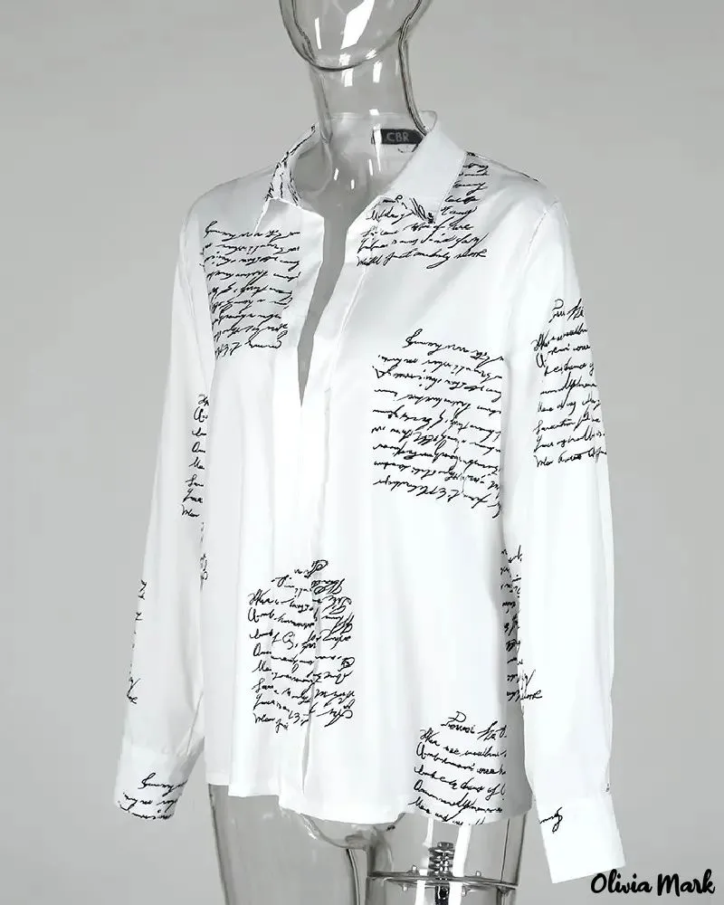 Xieyinshe - Casual Letter Print Long Sleeve Shirt