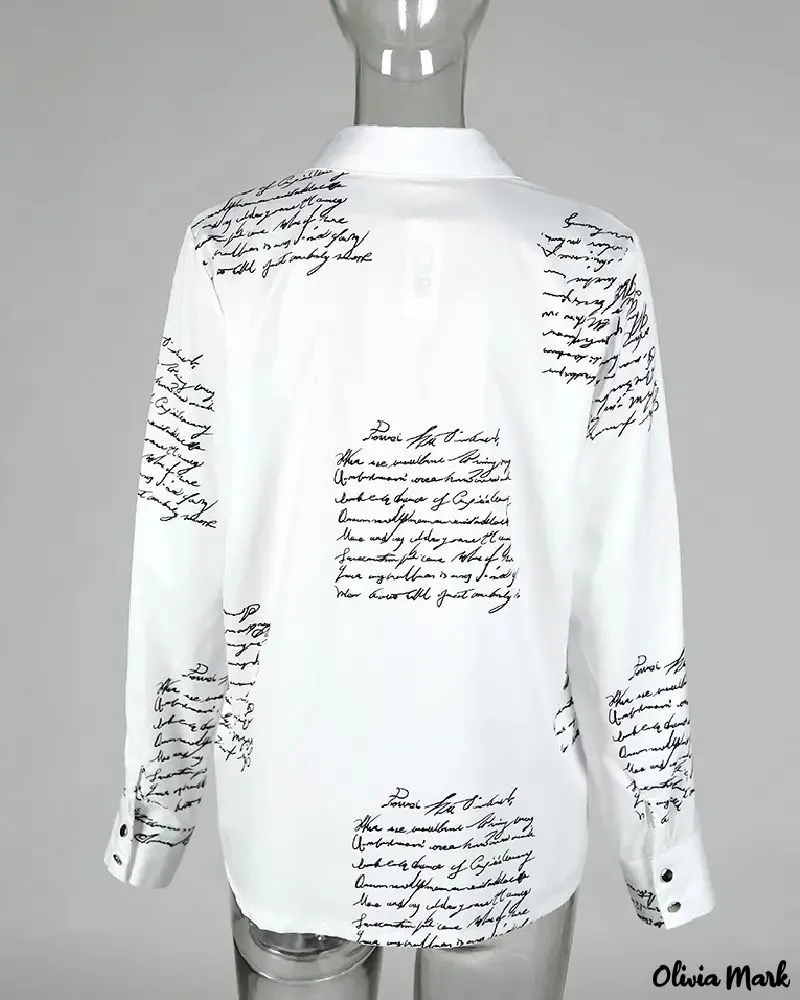 Xieyinshe - Casual Letter Print Long Sleeve Shirt