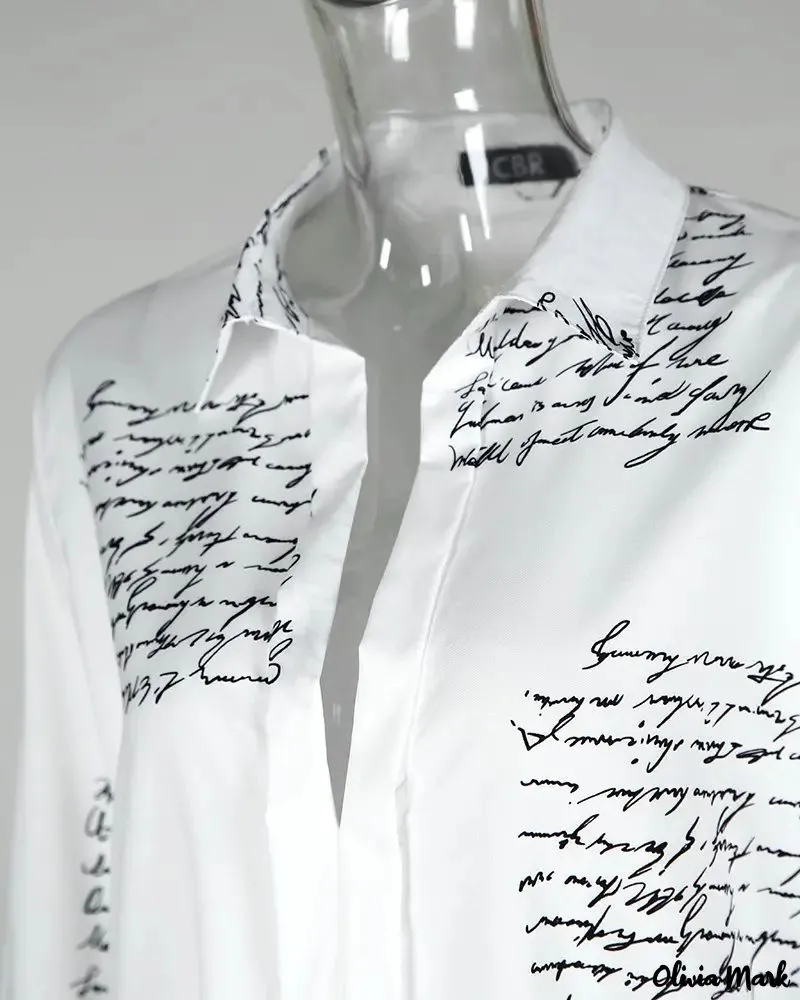 Xieyinshe - Casual Letter Print Long Sleeve Shirt