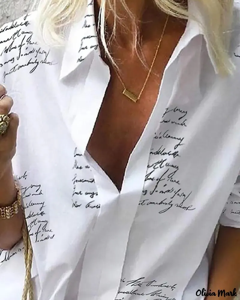 Xieyinshe - Casual Letter Print Long Sleeve Shirt
