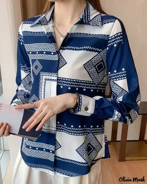 Xieyinshe - Geometric Print Long Sleeve Shirt