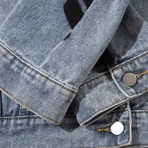 Y2K Washed Blue Denim Jacket for a Retro Streetwear Vibe