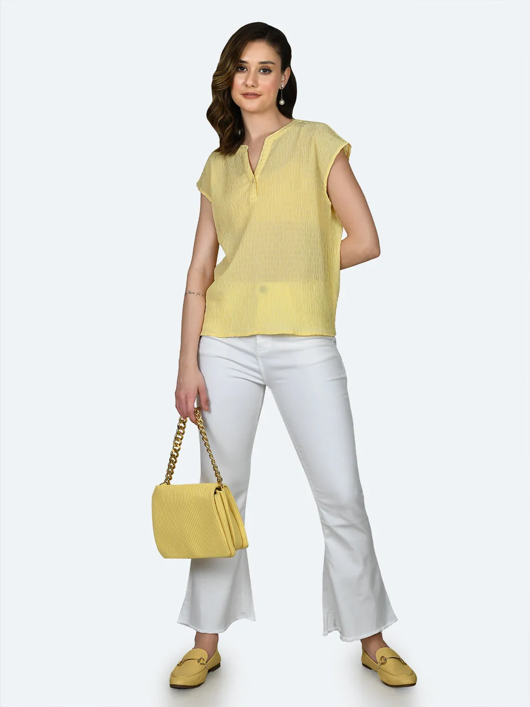 Yellow Self Design Top