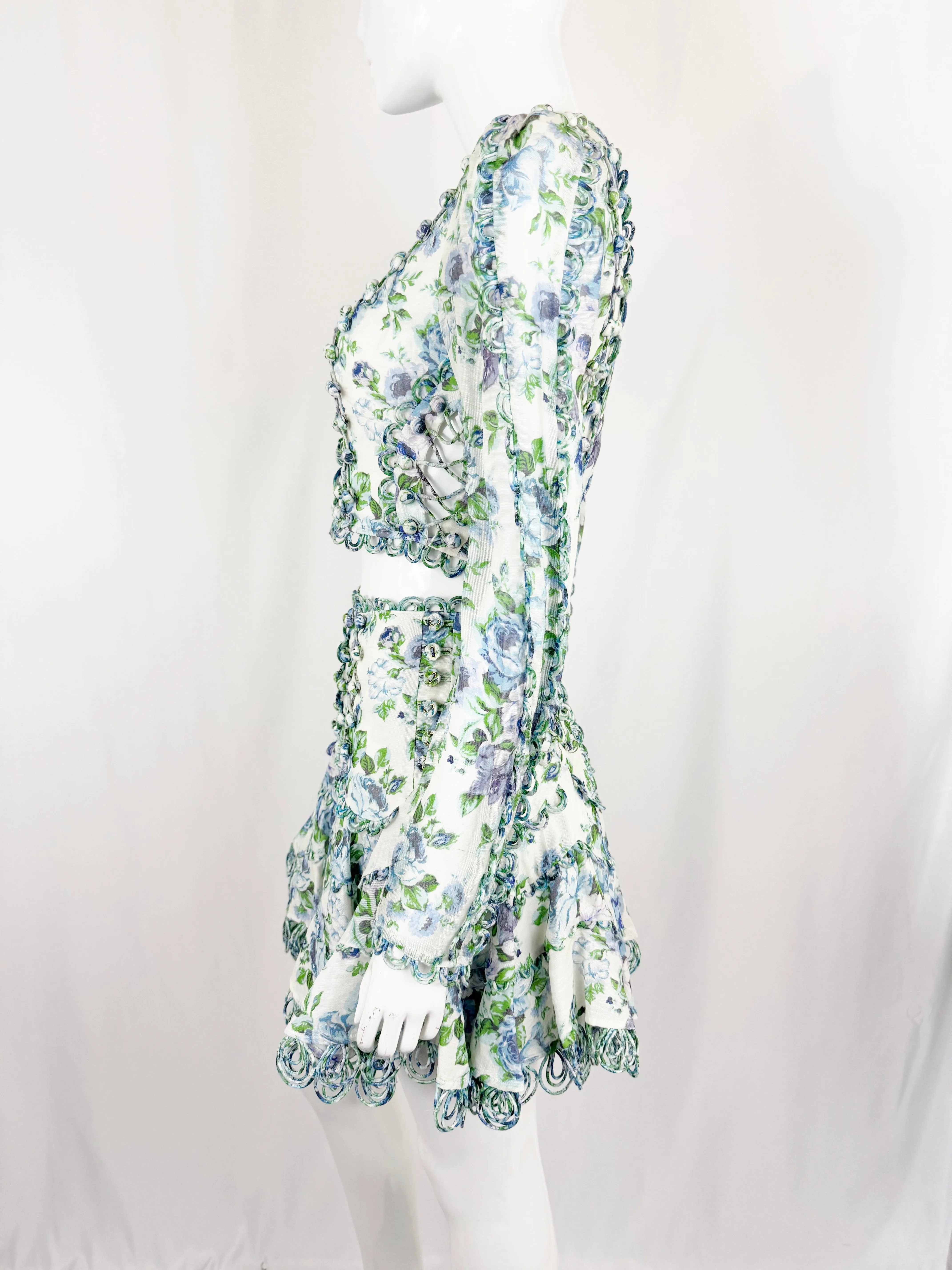 Zimmermann Crop Top and Mini Skirt Set Size S