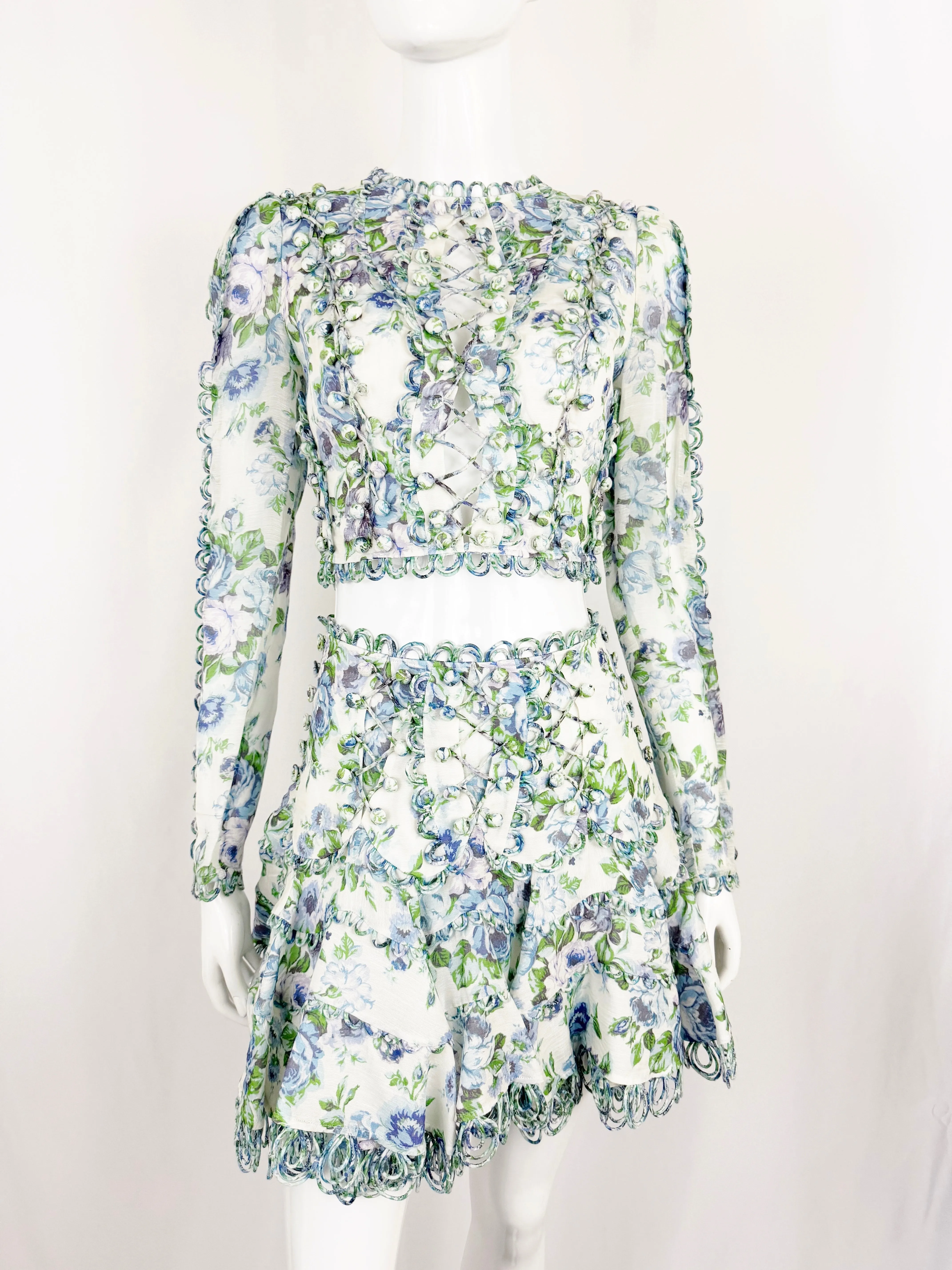 Zimmermann Crop Top and Mini Skirt Set Size S