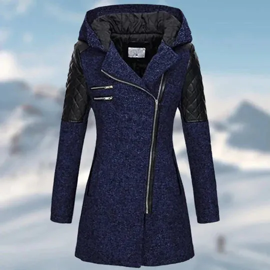 Zin - long ladies winter coat with hood